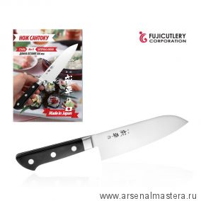 Шеф японский Нож кухонный Сантоку Fuji Cutlery Narihira длина лезвия 180 мм, сталь Mo - V, рукоять ABS пластик, заточка 8000 Tojiro FC-47