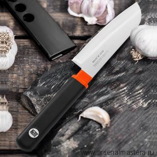 Нож японский овощной кухонный Fuji Cutlery Special series длина лезвия 100 мм, рукоять термопластик GRN, цвет черный, заточка 1000 Tojiro FK-405