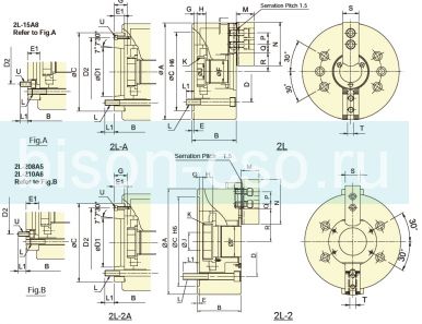 Патрон токарный Autogrip 2L-210A8 механизированный с увеличенным ходом кулачка и большим сквозным отверстием Патрон токарный Autogrip 2L-210A8 механизированный с увеличенным ходом кулачка и большим сквозным отверстием