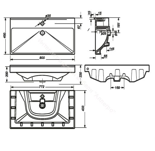 Умывальник мебельный "FEST 80" Sanita Luxe