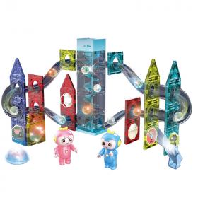 Конструктор магнитный лабиринт для шариков со светом и лифтом 82 деталей Marble Run