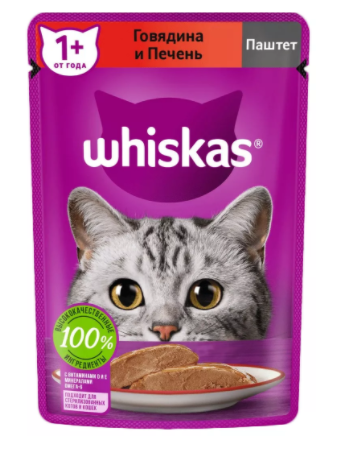 Влажный корм для кошек Whiskas паштет