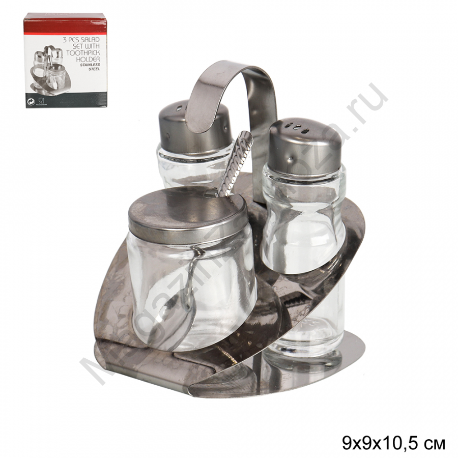 Набор для специй 4 предмета на металл подставке / AS-22 /уп 60/