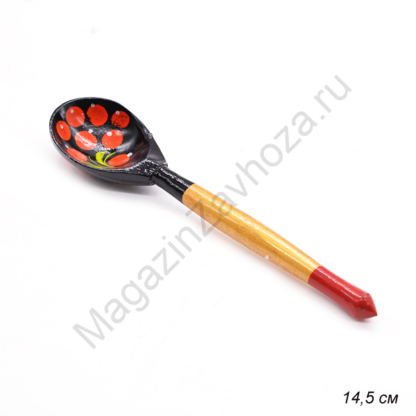 Ложка деревянная чайная роспись Чернушка / 6502 /уп 1/