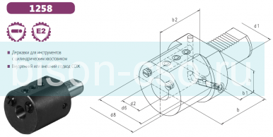 Державка VDI осевая  E2-50x30 тип 1258 Bison-Bial с подводом СОЖ