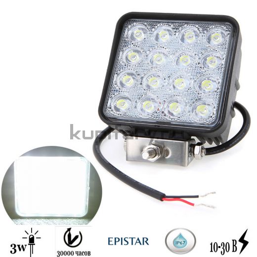 Светодиодная фара 48 ватт 16 led Epistar ближнего рабочего света 11 см 12-24 вольт ip67