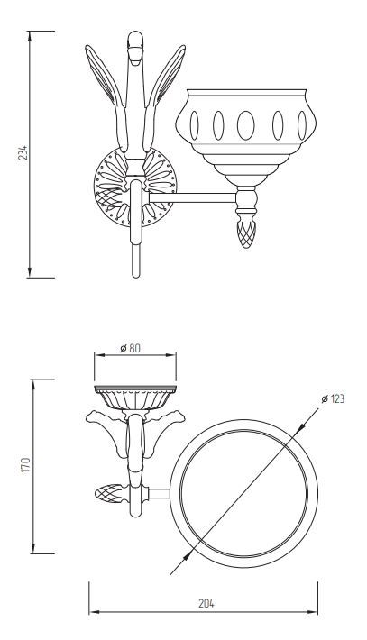 Хрустальная мыльница подвесная Migliore Luxor 26116 схема 2