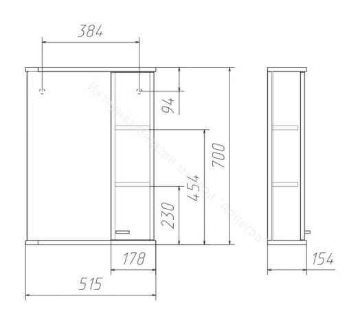 Шкаф-зеркало Радуга Яблоко 50 левый/правый АЙСБЕРГ