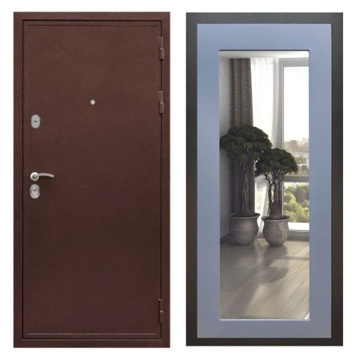 Дверь входная металлическая Great Doors H5 Антик Медь Зеркало 18 Силк Титан