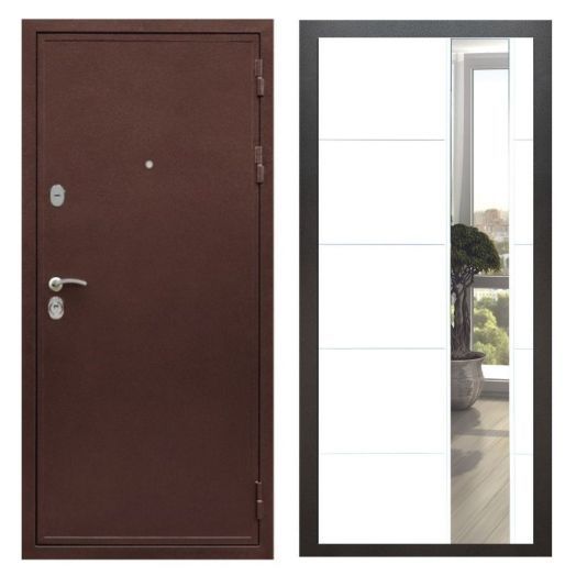 Дверь входная металлическая Great Doors H5 Антик Медь Зеркало ЛФЛС-19 Белый Софт