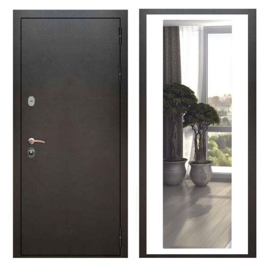 Дверь входная металлическая Great Doors H5 Серебро Антик Зеркало XL Белый Софт