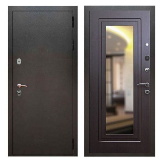 Дверь входная металлическая Great Doors H5 Серебро Антик  Зеркало Мини ФЛЗ-120 Венге