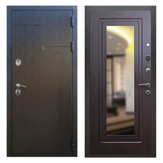 Дверь входная металлическая Great Doors H246 Венге Зеркало Мини ФЛЗ-120 Венге