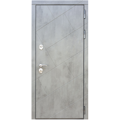 Дверь входная металлическая Great Doors H22 Бетон Темный Царга СБ-14 Сандал Светлый Белый Лакобель