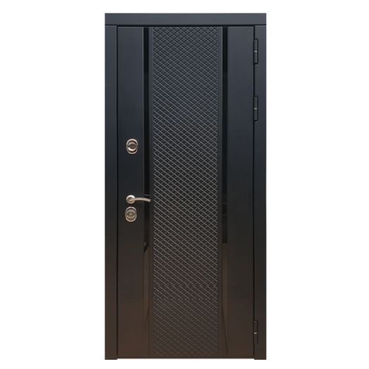 Дверь входная металлическая Great Doors H25 Черный кварц Зеркало 18 Сандал Светлый