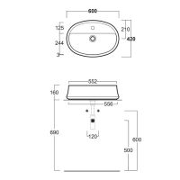 Раковина Simas Sharp 60x42 с 1 отверстием овальная SH 05 схема 2