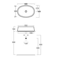 Накладная раковина Simas Sharp 60x42 овальная SH 04 схема 2