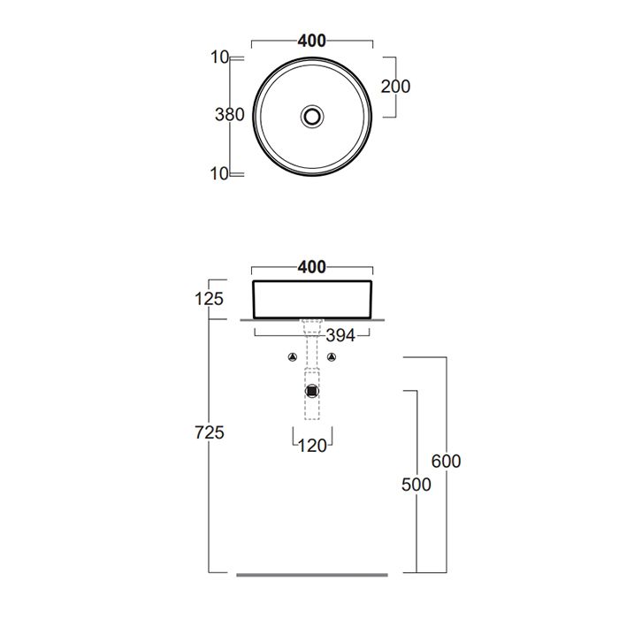 Раковина Simas Foriu 40x13 круглая FO01 схема 2