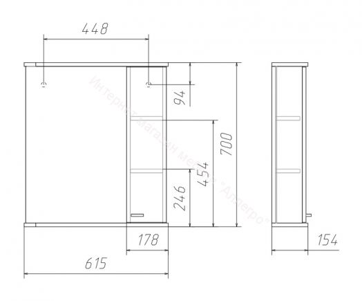 Шкаф-зеркало Классик 60 левый АЙСБЕРГ