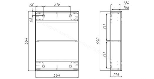 Шкаф-зеркало Норма 50 1 дверь АЙСБЕРГ