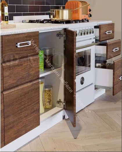 Кухонный гарнитур "Техно-4" 2 м (Белый глянец/Дерево)