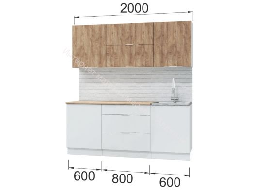 Кухонный гарнитур "Асти"  Вайт 2 м