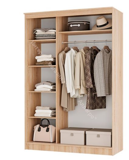 Шкаф купе "Сакура" 1,5 м (Дуб сонома/Белый)