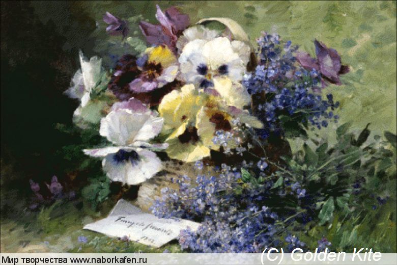 Набор для вышивания "2145 Pansies and Forget-Me-Not Giclee"