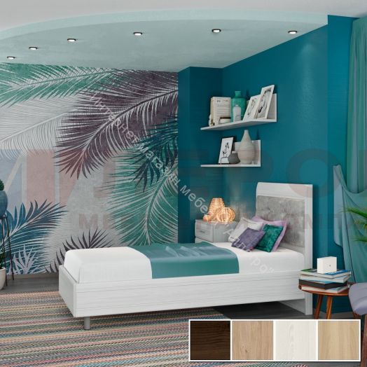 Кровать КР-2855 (0,9 м х 1,9 м) с мягким изголовьем Мелисса