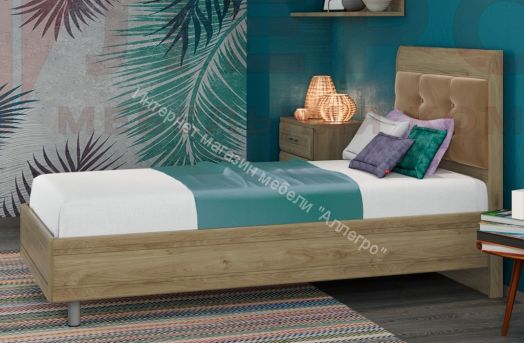 Кровать КР-2855 (0,9 м х 1,9 м) с мягким изголовьем Мелисса