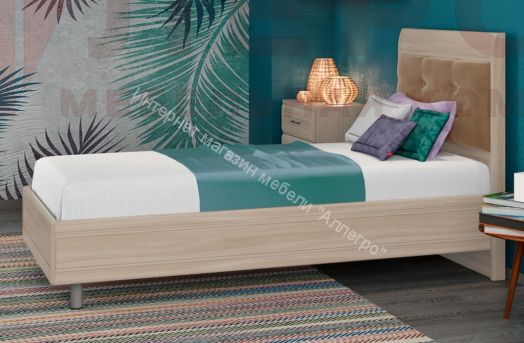 Кровать КР-2855 (0,9 м х 1,9 м) с мягким изголовьем Мелисса