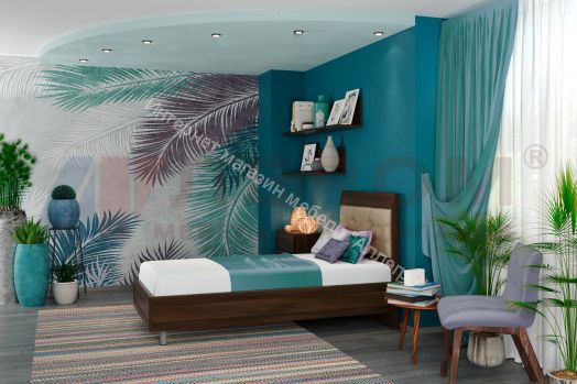 Кровать КР-2855 (0,9 м х 1,9 м) с мягким изголовьем Мелисса