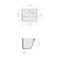 Раковина Galassia Laundry Iside с переливом 75x60 2002 схема 2