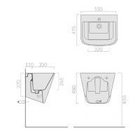 Раковина Galassia MEG11 PRO с 1 отверстием 55x47 5482 схема 2