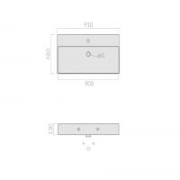 Раковина Galassia MEG11 PRO с 1 отверстием и переливом 91x46 8967 схема 2