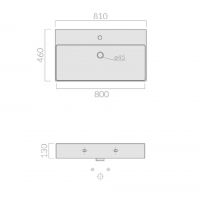 Раковина Galassia MEG11 PRO с 1 отверстием и переливом 81x46 8973 схема 2