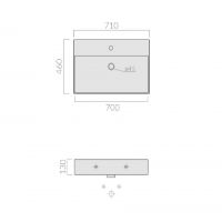 Раковина Galassia MEG11 PRO с 1 отверстием и переливом 71x46 8968 схема 2