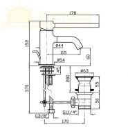 Смеситель для раковины Zucchetti Rubinetteria Sanitaria ZP6211.H/ZP6242.H схема 2