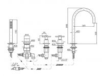 Смеситель для ванны Zucchetti Helm ZHM511.X схема 2