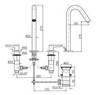 Высокий смеситель для раковины Zucchetti Medameda ZMM5506/ZMM5507 схема 2