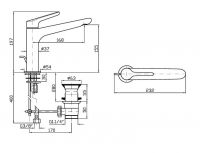 Смеситель для раковины с удлиненным изливом Zucchetti Medameda ZMM711/ZMM714 схема 2