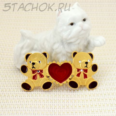 Брошь "Мишутки-валентинки" (NEWPRO США)