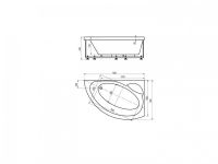 Акриловая ванна Акватек Аякс-2 под угловую установку 170х110 схема 3