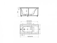 Короткая ванна Акватек Альфа 140х70 схема 3