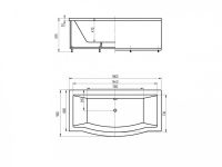 Фирменная ванна Акватек Гелиос 180х90 схема 3