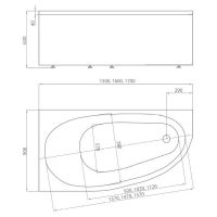 Ассиметричная угловая ванна Акватек Дива с каркасом 150х90 схема 2