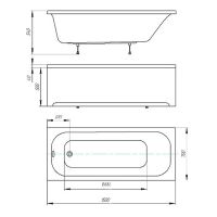 Прямоугольная ванна Акватек Лугано 150х70 схема 2