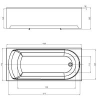 Прямоугольная пристенная ванна Акватек Ника с экраном 150х75 схема 2