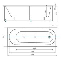 Каркасная прямоугольная ванна Акватек Оберон 180х80 схема 2