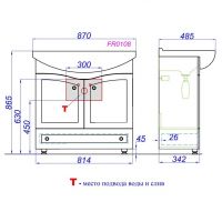 Тумба под раковину Aqwella Франческа 85х50 схема 2